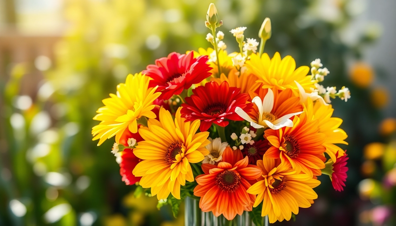 Stunning display of Irvine flowers arranged artfully in a vase surrounded by lush greenery.