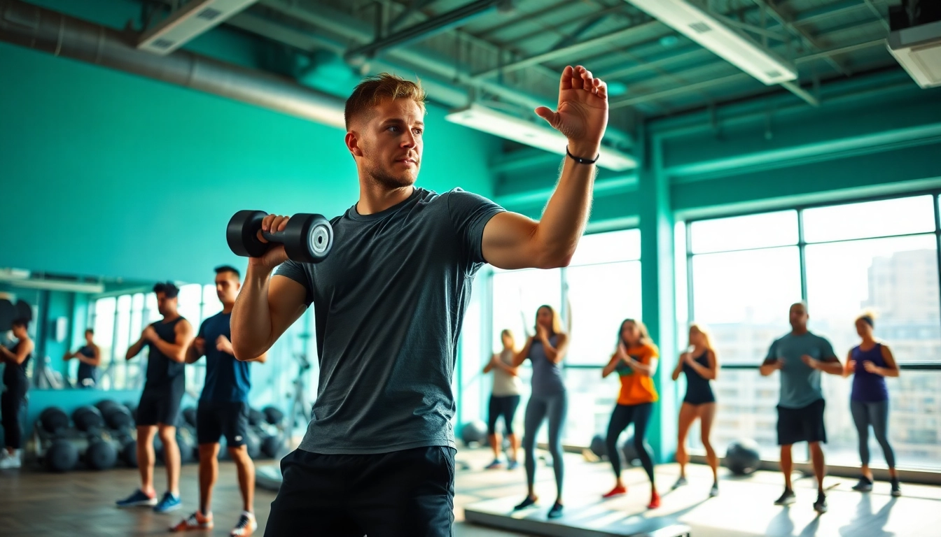 Strength Training Personal Trainer Downtown Jersey City conducting a dynamic workout session in a bright gym.
