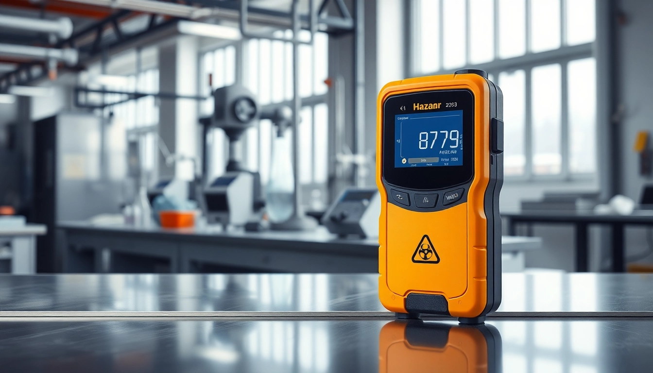 Feature a Hydrogen Chloride gas detector displayed in a professional lab setting, emphasizing safety and innovation.