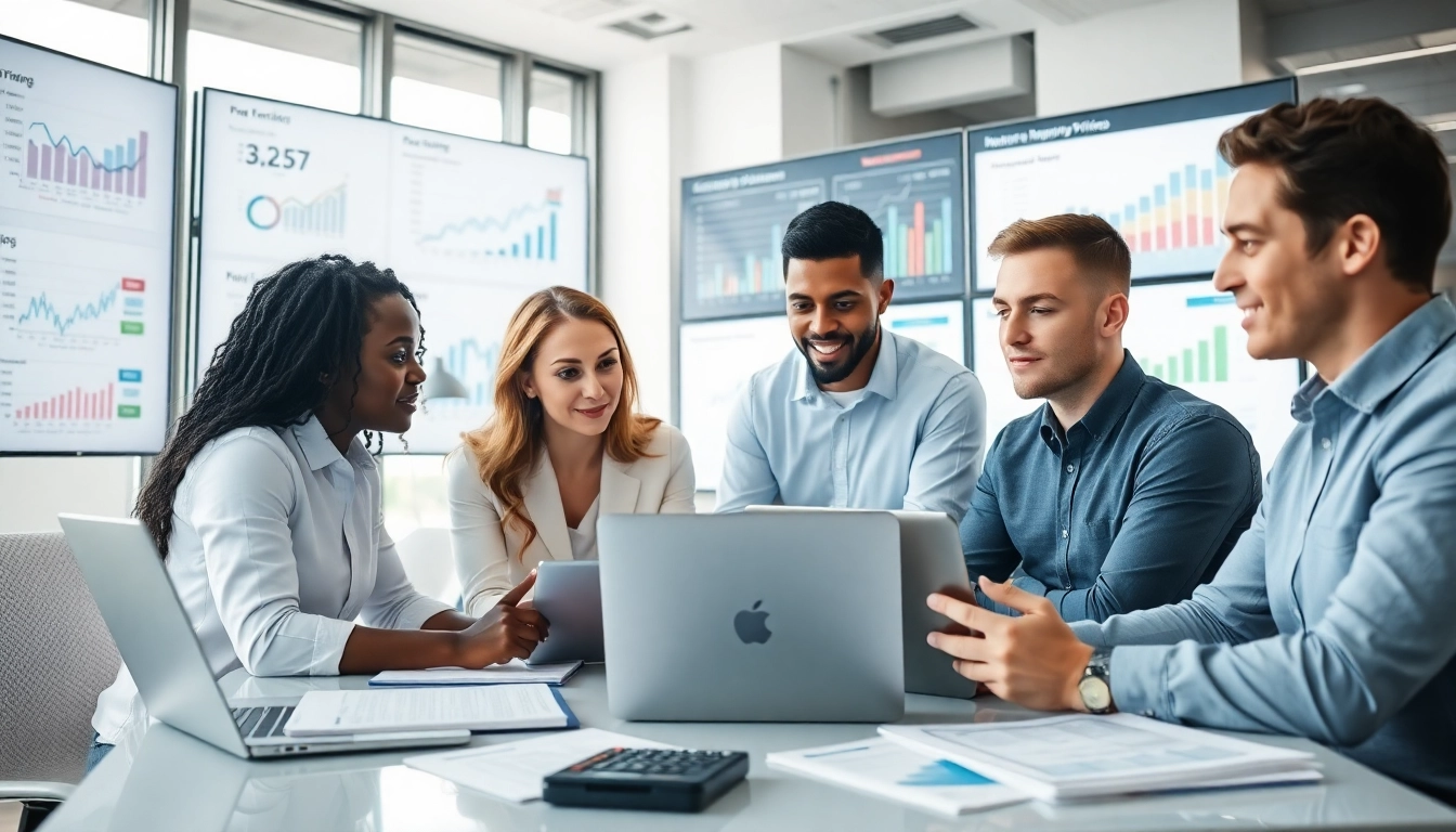 Team conducting competitor pricing analysis in a professional office setting