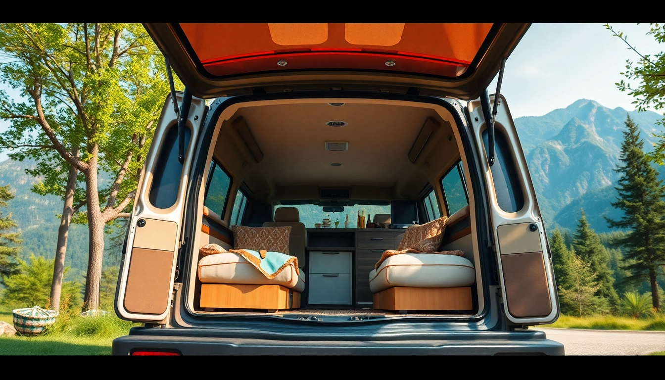 JRP Campers showcasing a customized camper van in a serene natural setting, inviting adventure.