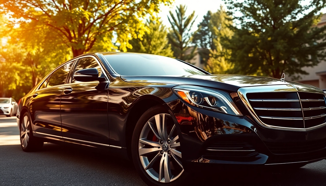 Experience premium car service in Alpharetta with a luxury sedan showcased in a serene setting.
