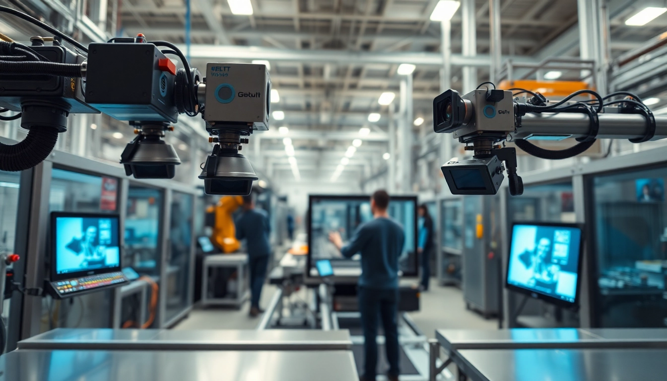 Implementing machine vision technology in a modern industrial setting with advanced cameras.