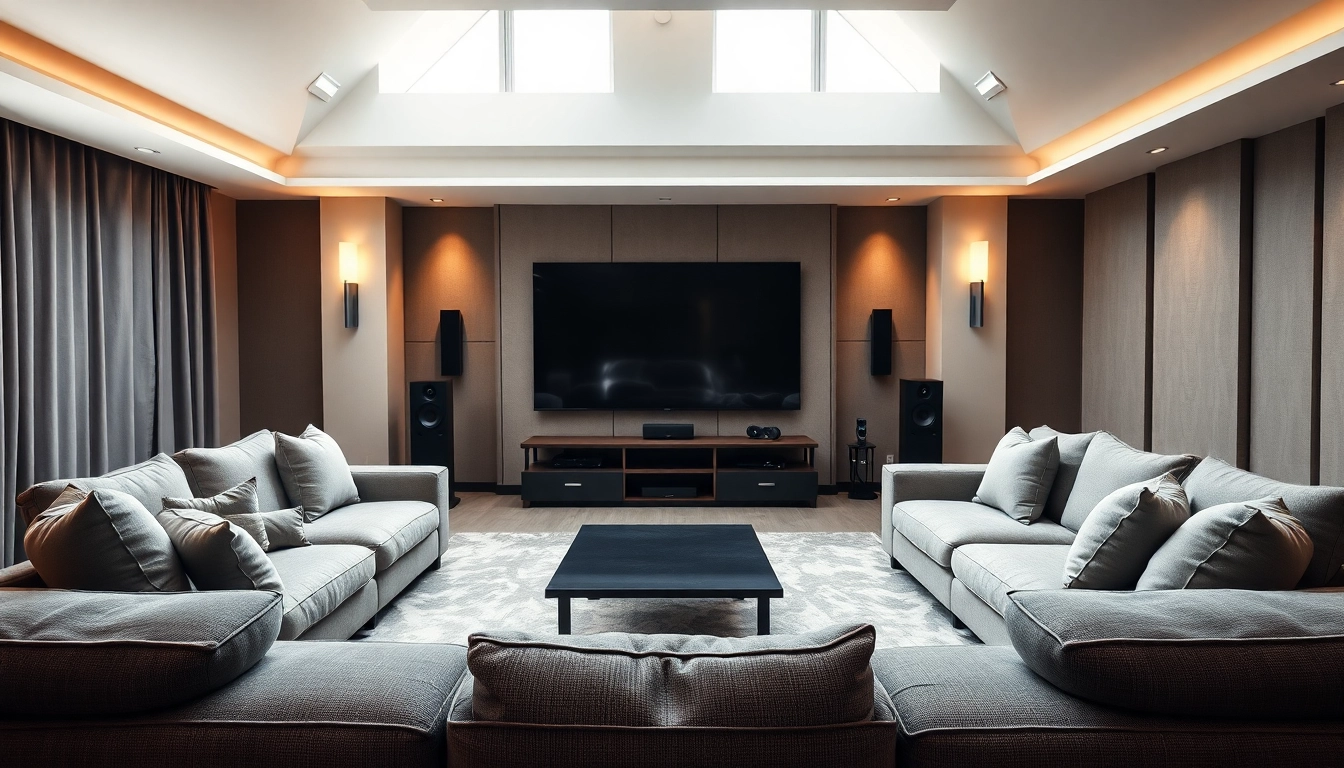 Experience exceptional home theater installation near me with a professional setup in a modern living room.