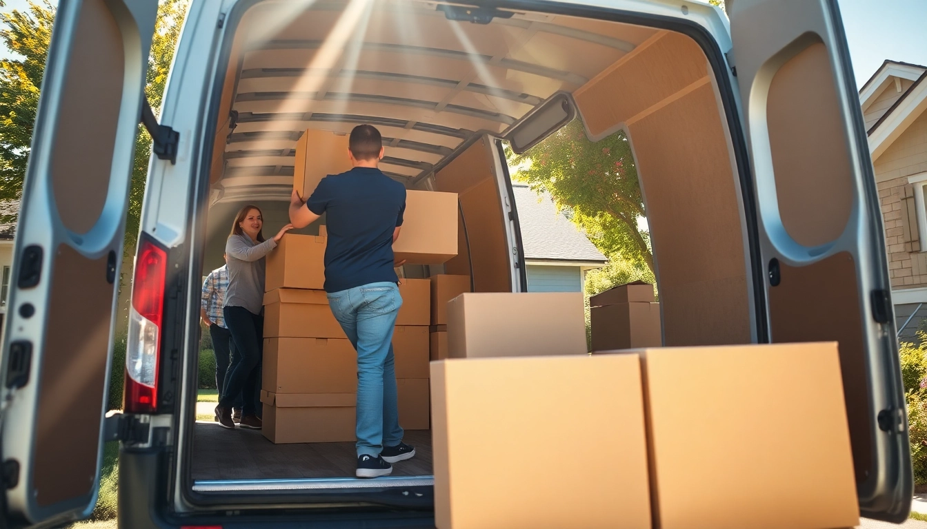 Experience seamless Man and van Moving service as the team efficiently loads boxes into a van.