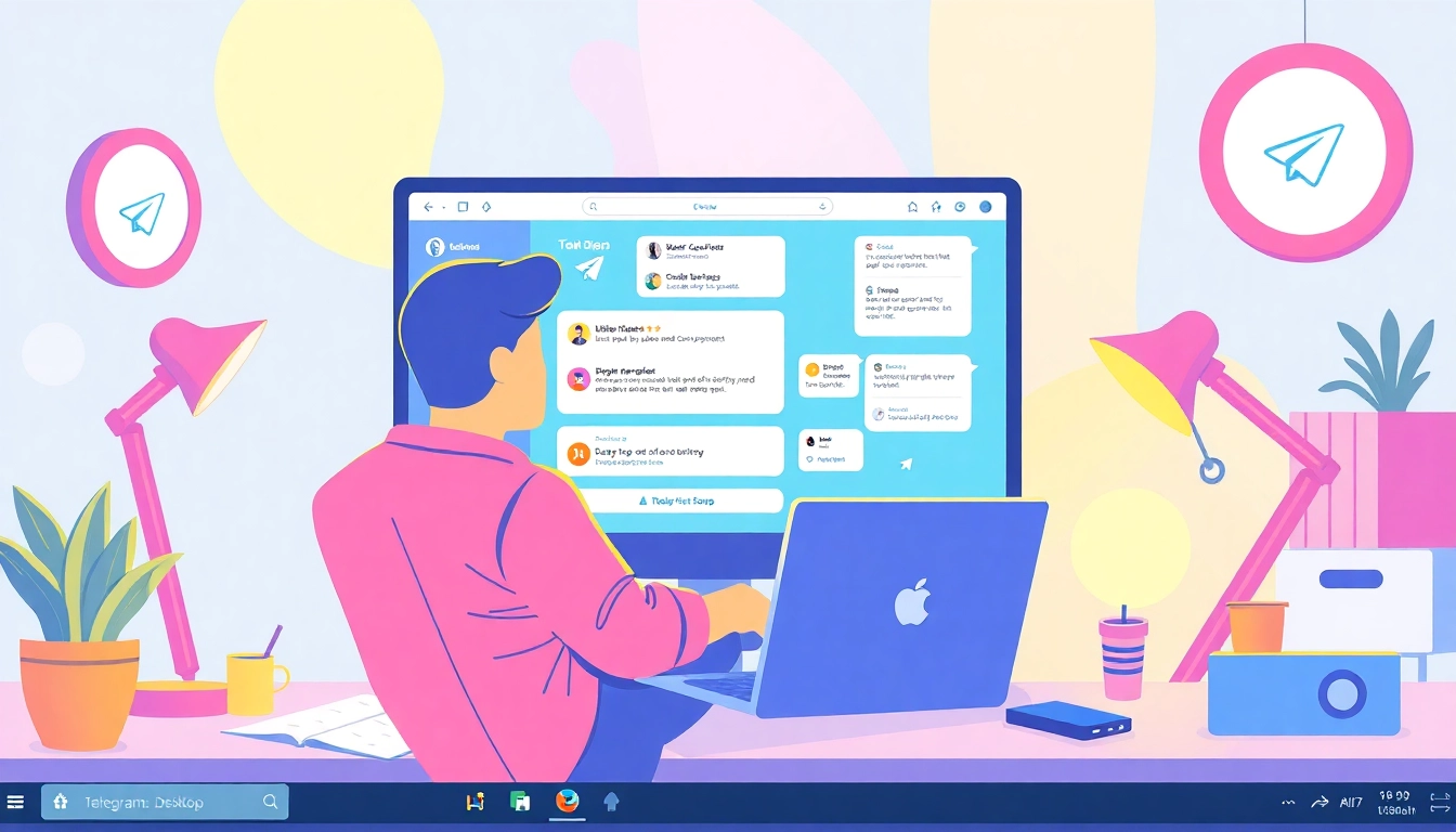 Activate telegram下载电脑版 on a sleek desktop setup, showcasing seamless interface and vibrant colors.