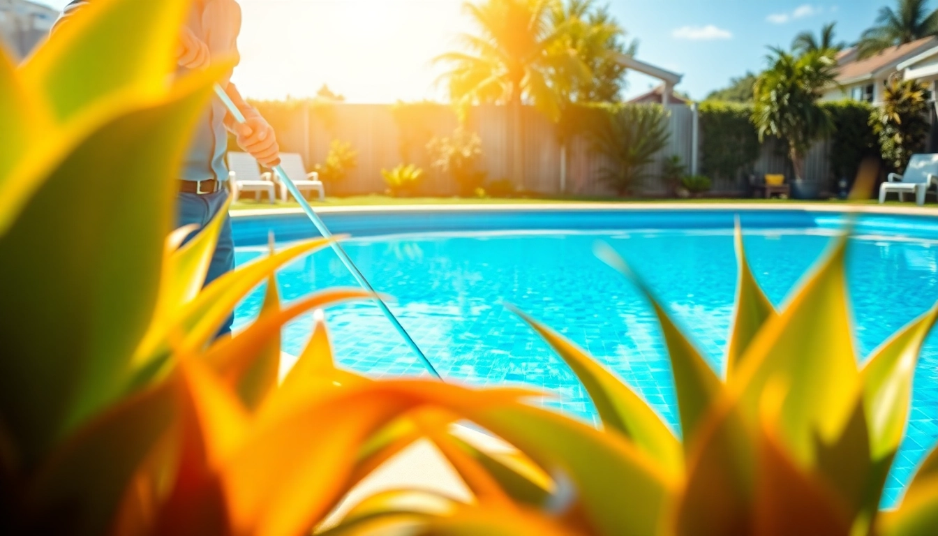 Expert swimming pool service Pinellas County technician maintaining a pristine pool.