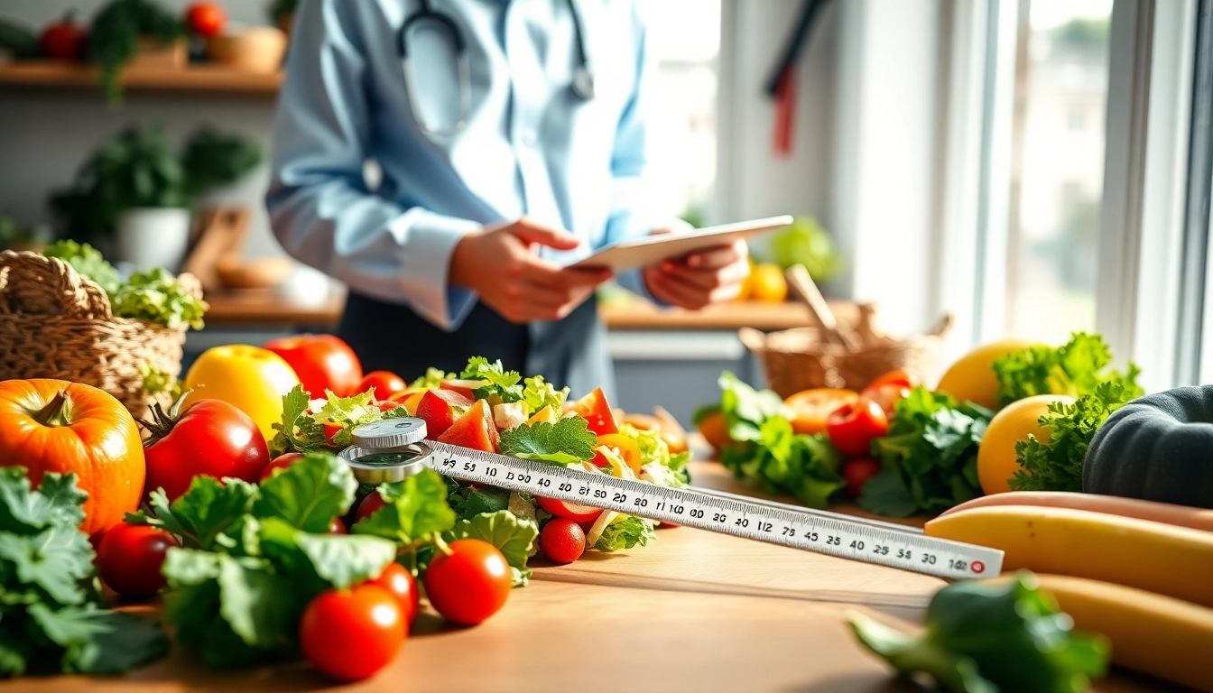 Abnehmen mit frischen Zutaten und gesunder Ernährung in einer hellen Küche.