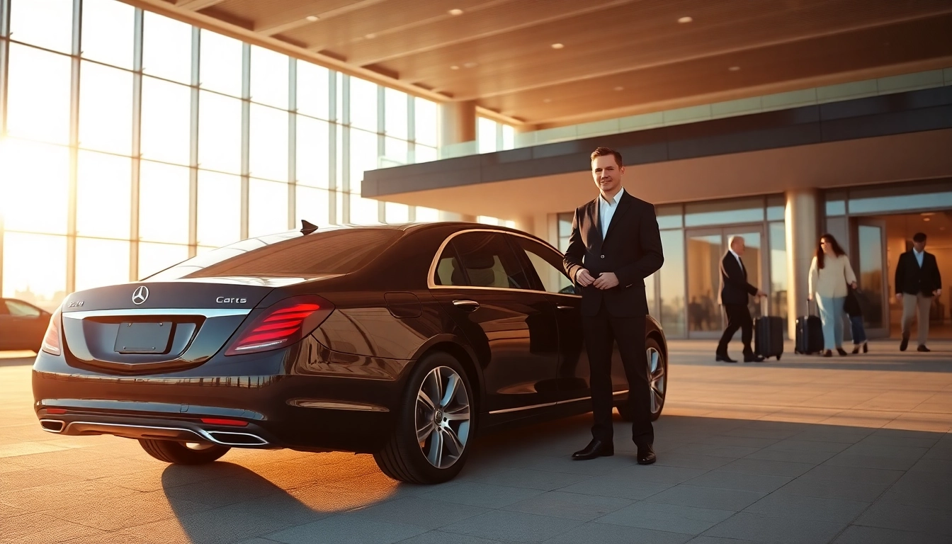 Experience luxurious private car service Vancouver with a professional chauffeur by a sleek black sedan.