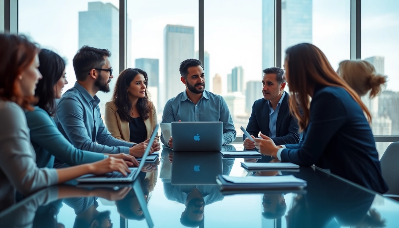 Engaging team discussing strategies to launch successful startup in a modern office setting