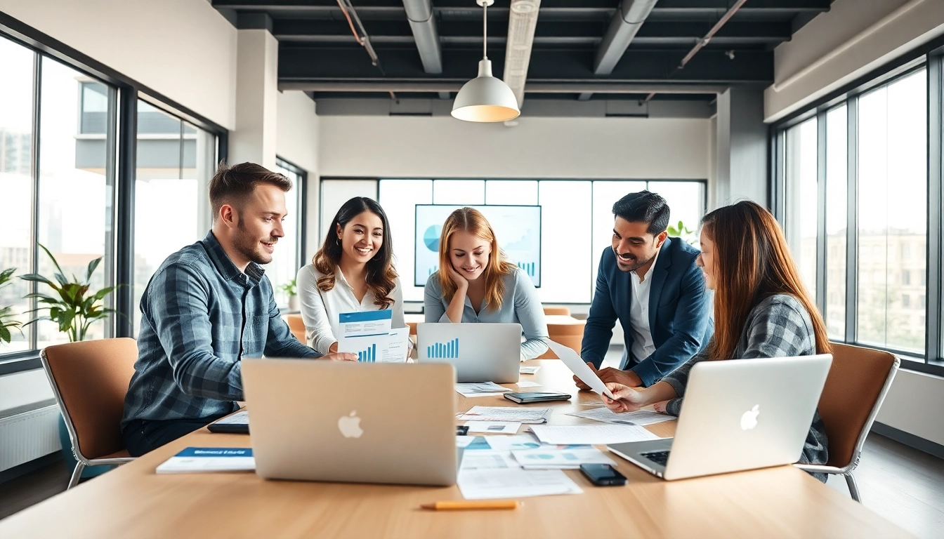 Marketing team utilizing an AI content marketing platform for innovative strategies.