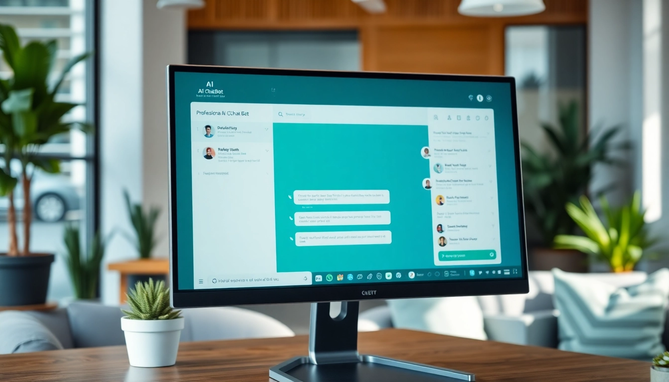 Engage with an AI chat bot through an intuitive interface in a modern workspace.