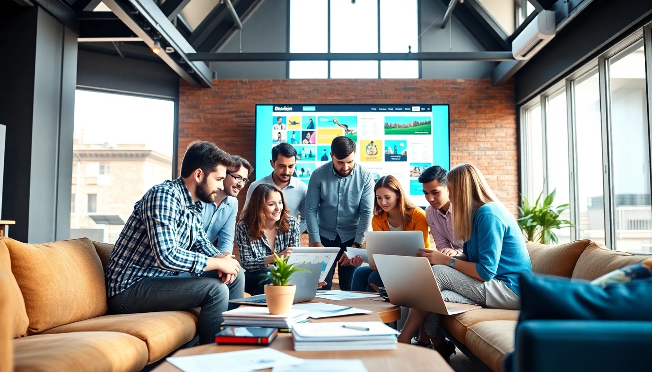 Dynamic teamwork of a web design agency Malaysia brainstorming innovative ideas and solutions.