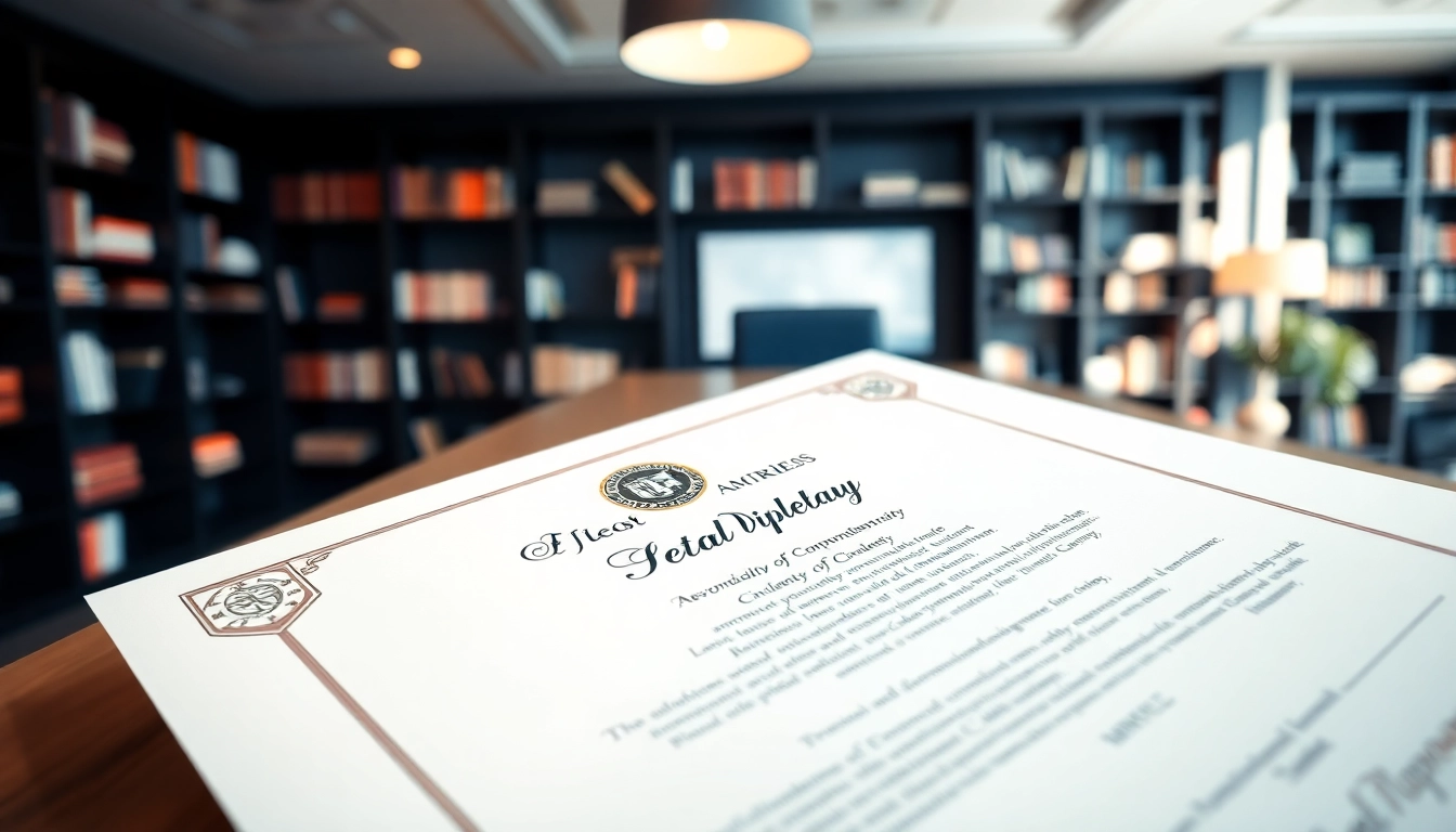 Explore options to buy diploma featuring elegant design and details in a modern office.