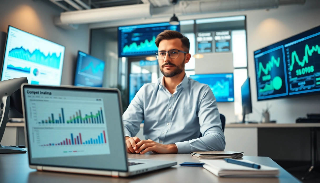 Utilize advanced ai for competitor analysis with a professional data analyst in a tech-savvy office.
