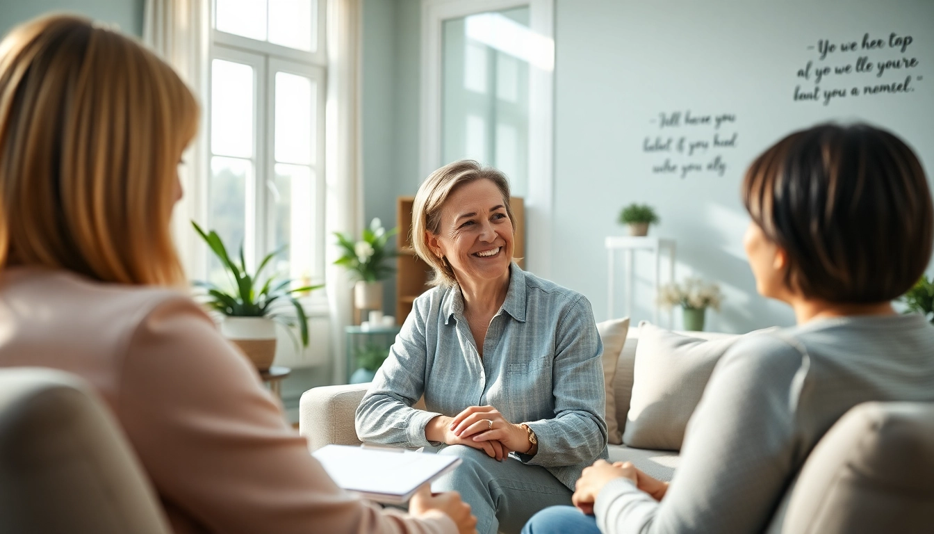 Engaged attachment theory coach fostering connection with a client in a comfortable office environment.