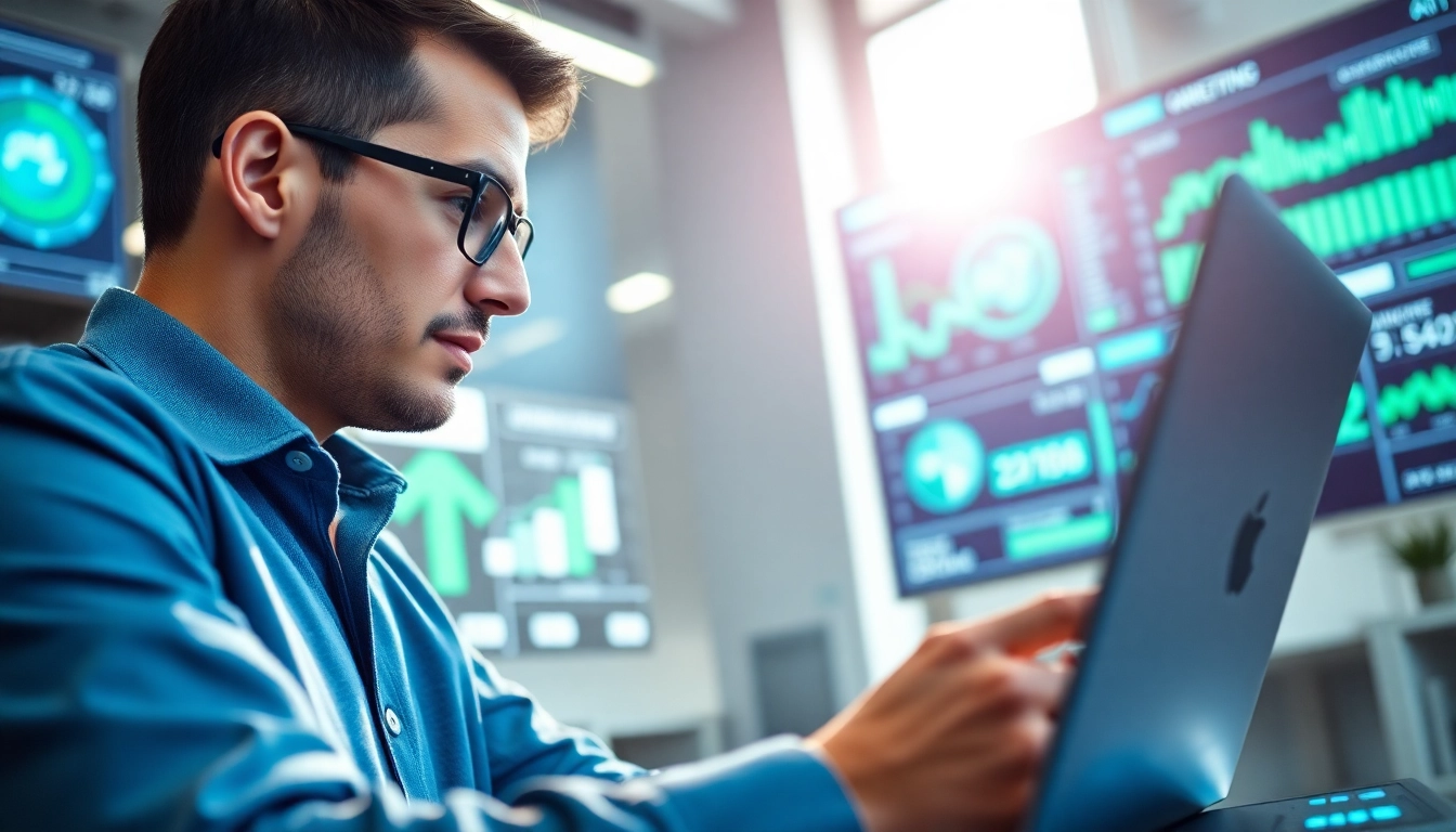 Boost engagement with an AI content marketing platform capturing a marketing manager analyzing data.