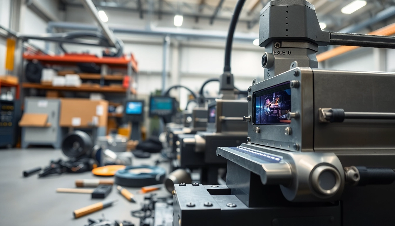 Laser welding machine prominently featured in a precision engineering workspace, highlighting advanced technology.