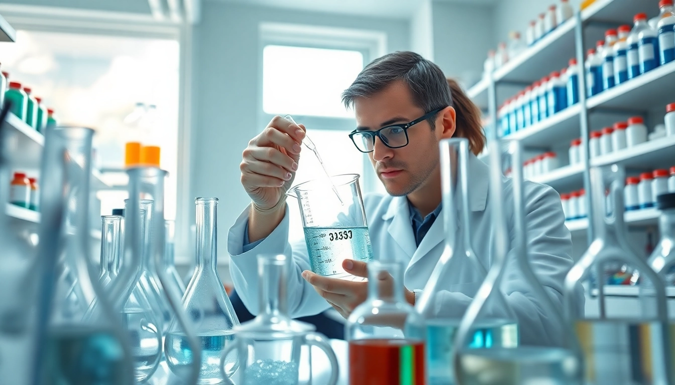 Observe Hydroxypropyl Methylcellulose being measured in a bright laboratory.