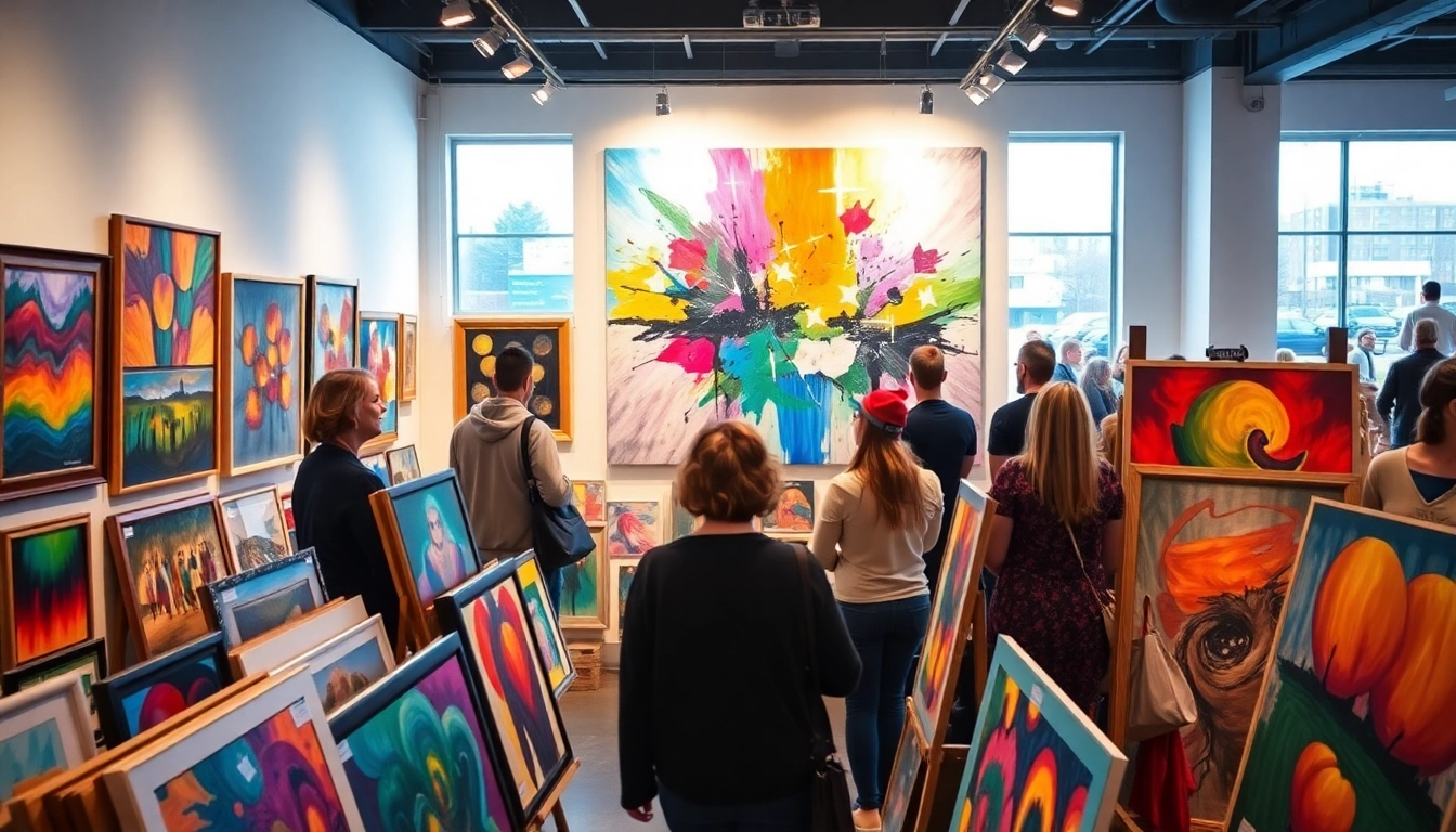 Engaging exhibit featuring local artists Calgary showcasing their unique artworks in a vibrant gallery.